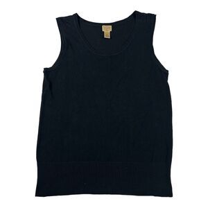 Vtg Nue Options Essentials Black Sweater Tank Top Rib Hem Sleeveless Womens PL